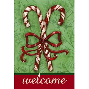 Candy Cane Welcome Garden flag