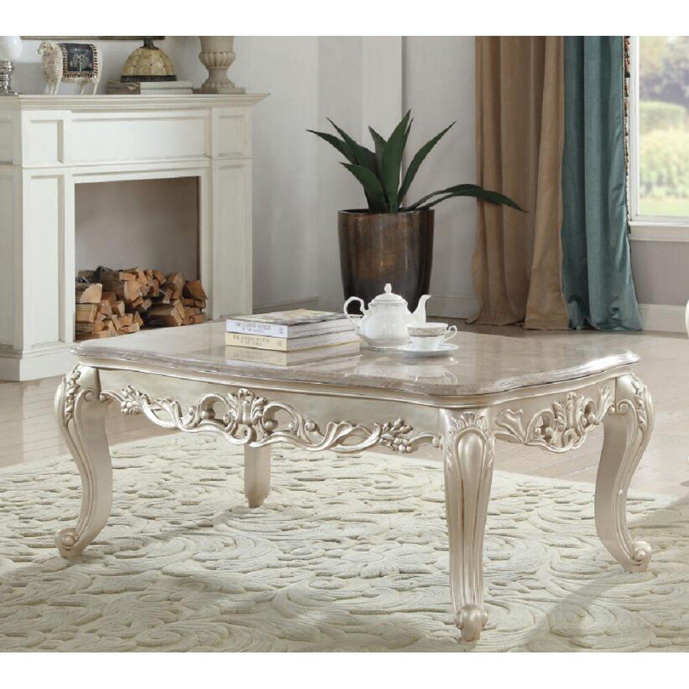 Rosdorf Park Marble Antique White Coffee Table For Living Room Wayfair