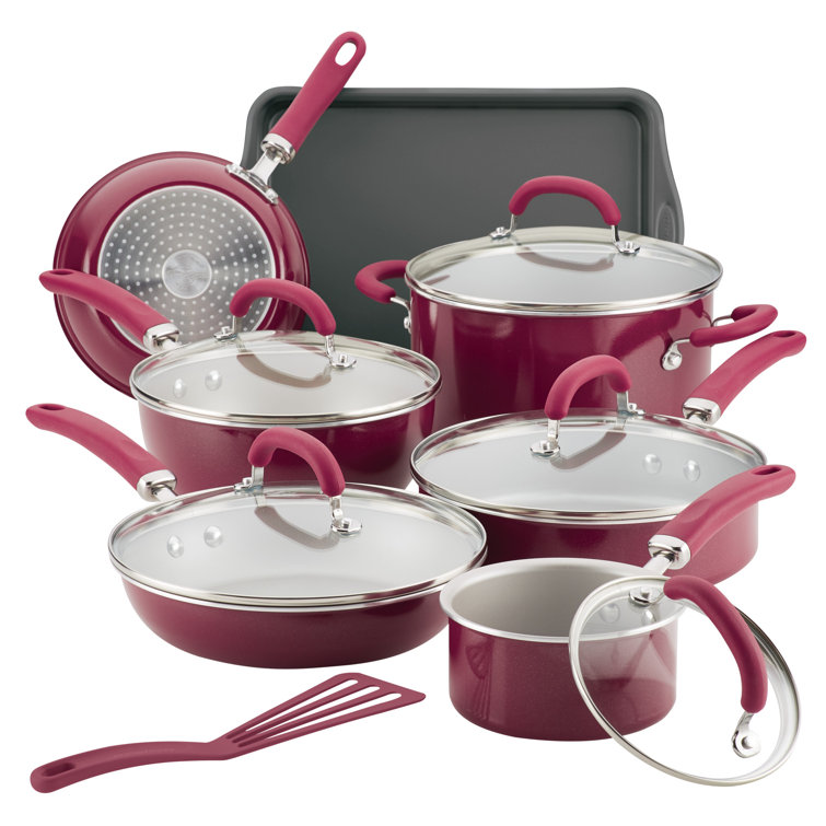 12-Piece Ultimate Hard Anodized Nonstick Cookware Set Red High Performance Tough 