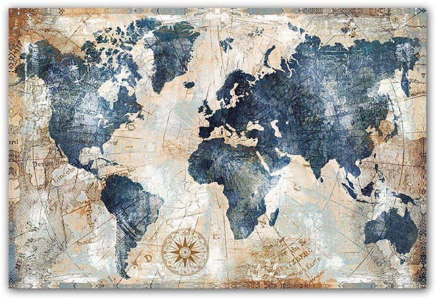 Картина карта. Индиго на карте. Old Map on Canvas vector.