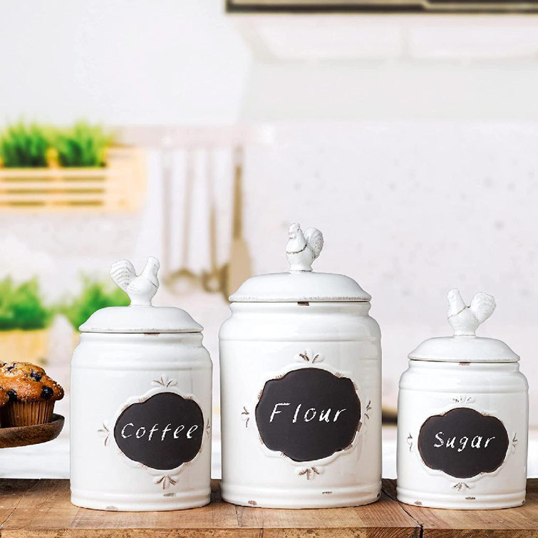 3 Piece Coffee, Tea, & Sugar Set with Rooster Lid