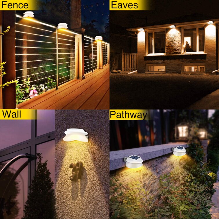 9LED Outdoor Solar Power Light Gutter Lights Fence Wall Deck Pathway Lamp New 