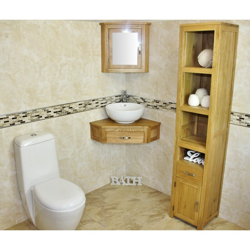 Belfry Bathroom Covarrubias Compact Solid Oak 550mm Wall Mounted