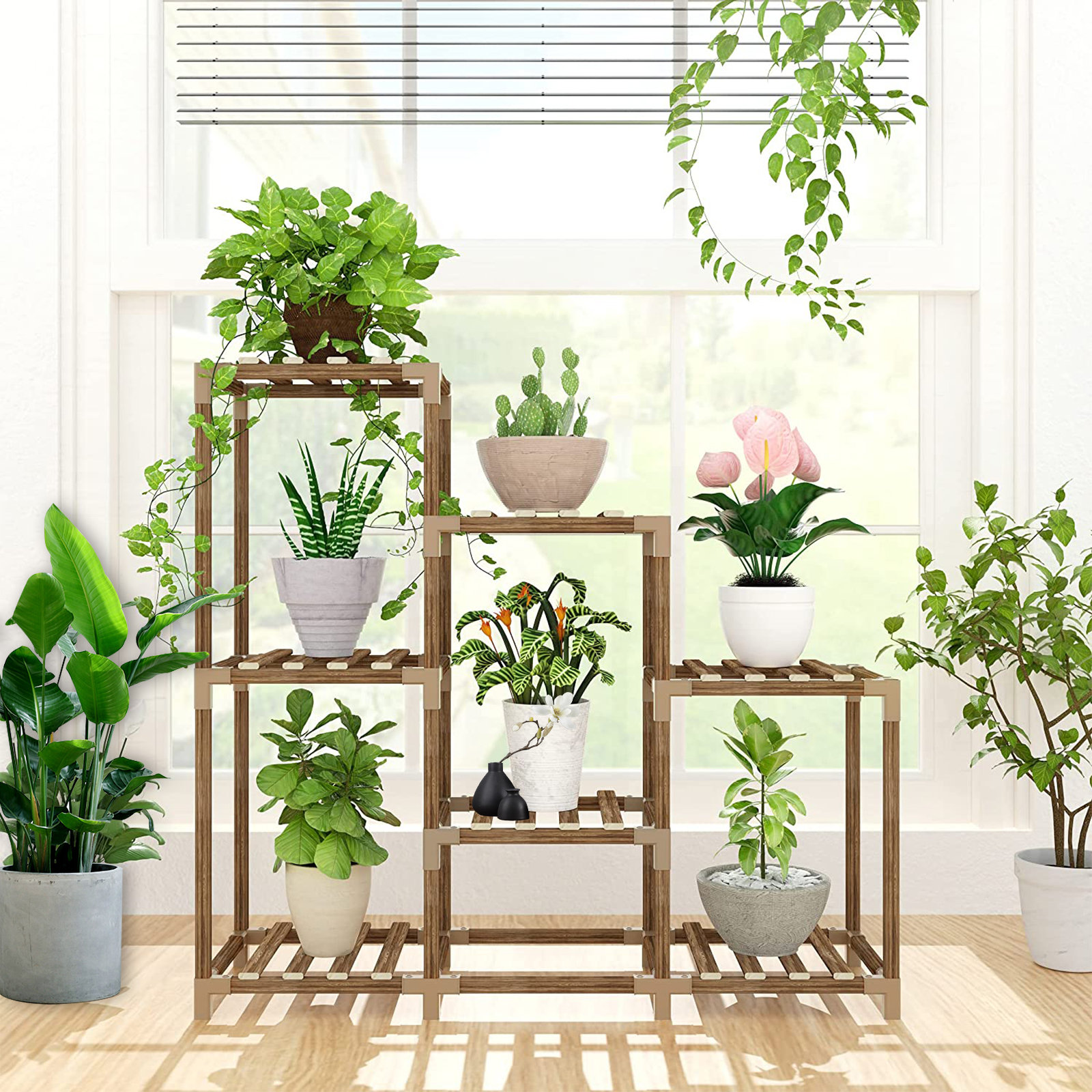 Arlmont & Co. Kidus Rectangular Etagere Plant Table | Wayfair