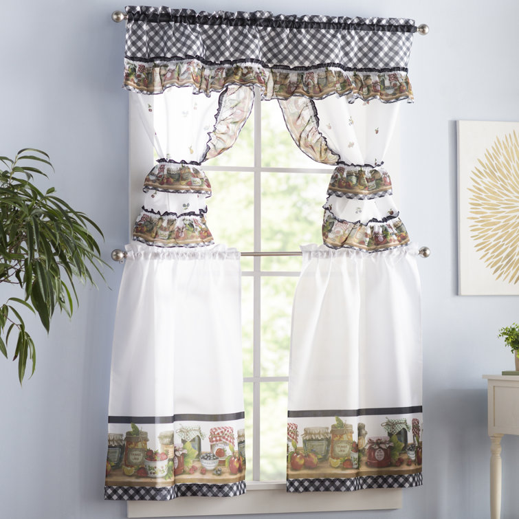 August Grove® Patrik Floral Swag 57'' Kitchen Curtain in ...