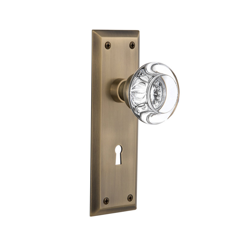 Clear Glass Fluted Door Knobs Classic Bronze Bases W// Old Style Mortise Lock Set