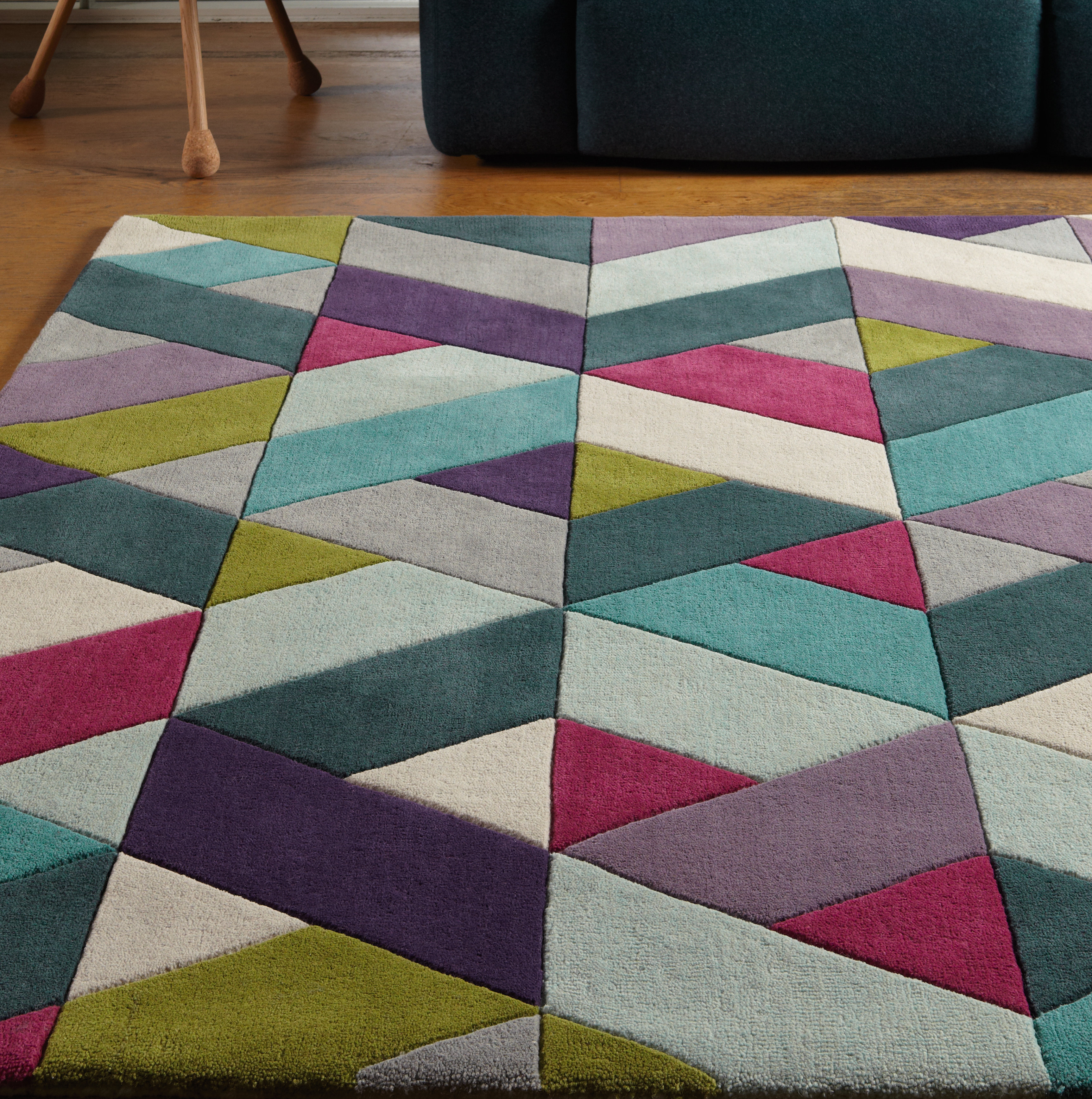 Corrigan Studio Stacie Hand Tufted Wool Pink Blue Purple Rug Corrigan Studio Stacie Hand Tufted Wool