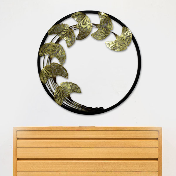 Red Barrel Studio Leaves Ring Decorative Metal Sculpture Hanging Wall Decor Wayfair