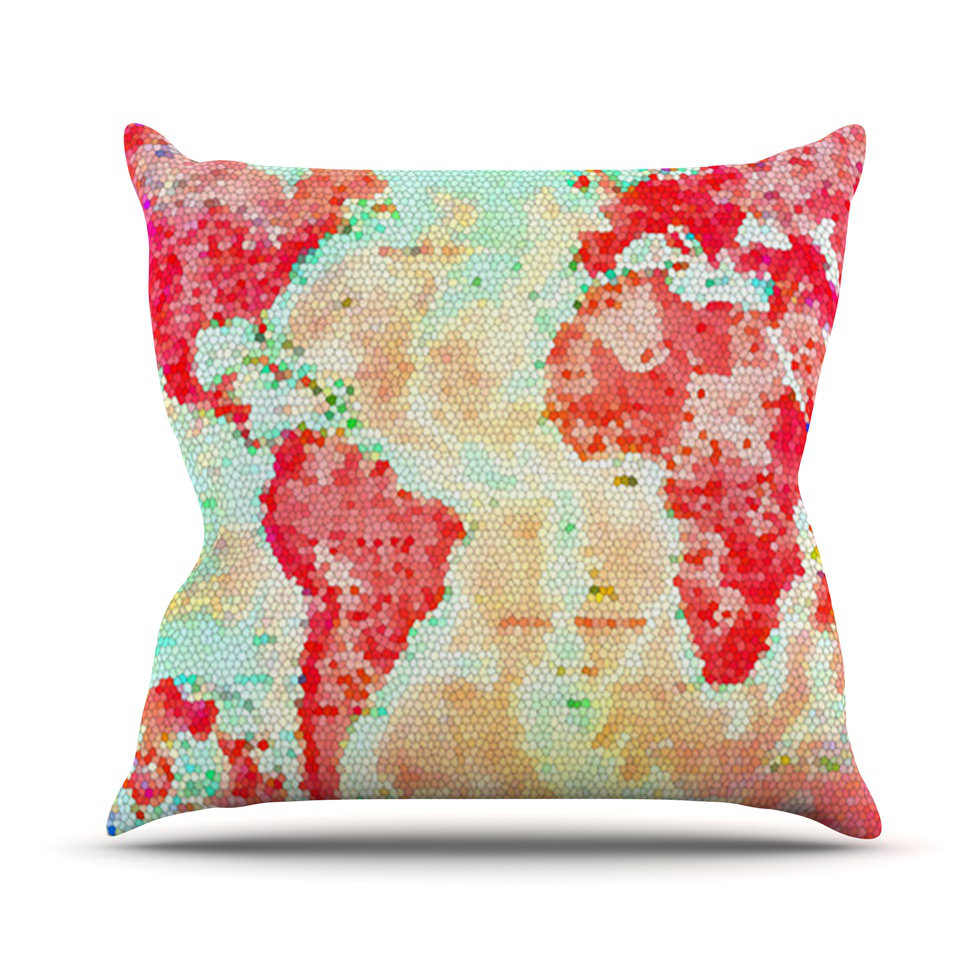 23 x 23 Square Floor Pillow Kess InHouse Catherine Holcombe Flower Power Pink Map