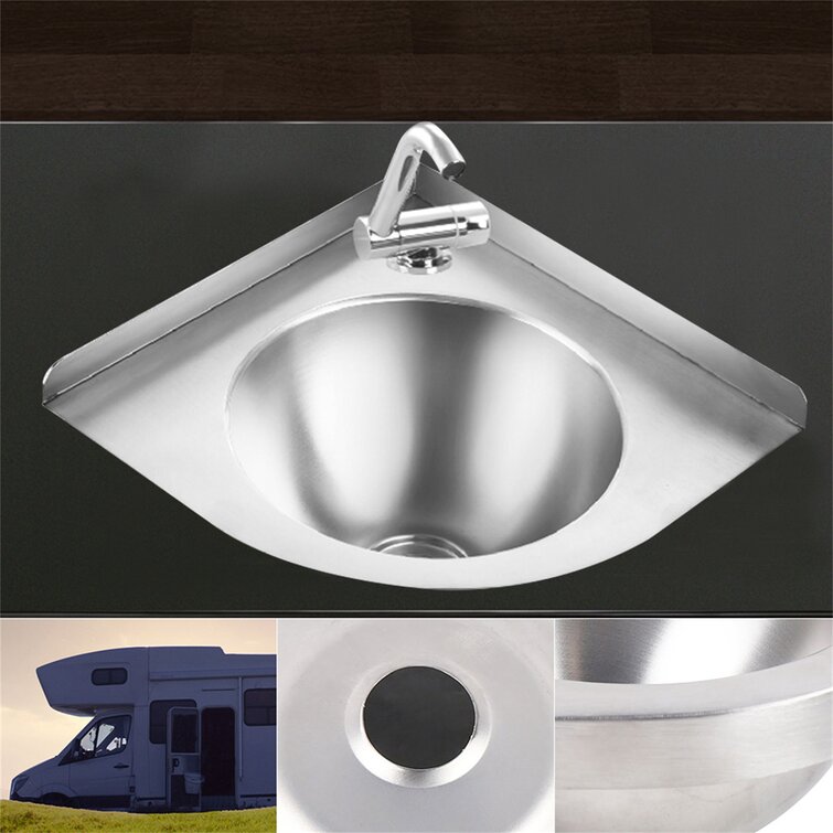 Stainless Steel Triangle Corner Sink Bathroom Wall Mounted Single Bowl Sink USA