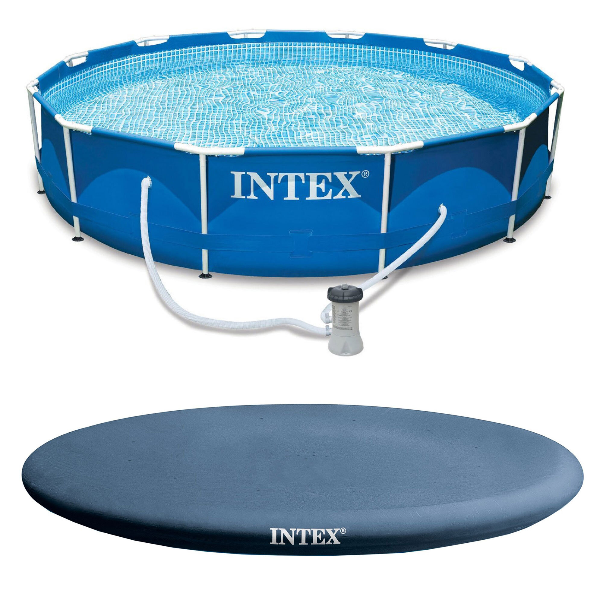 Intex X Metal Frame Round Swimming Pool W Filter Pump