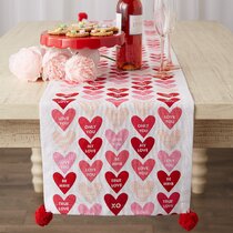 Celebrate Together Valentine's Day Table Runner 13x36 Linen Dots XOXO NWT AB12 