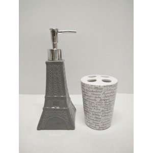 Albright Novelty Paris Glamour Eiffel Tower 2-Piece Bathroom Accessory Set