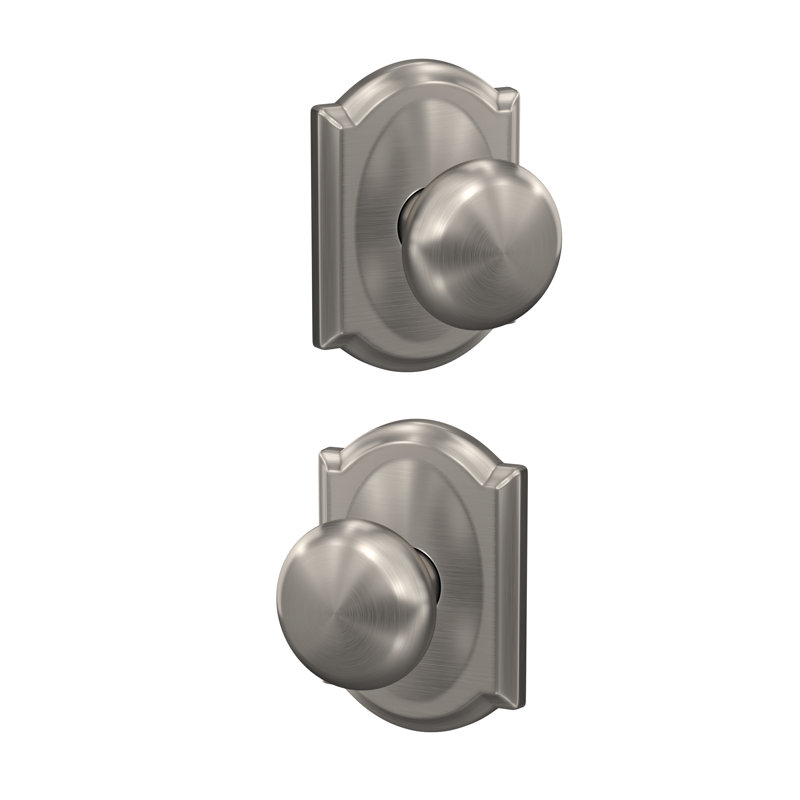 Plymouth Non-Turning Knob with Camelot Trim Finish: Satin Nickel