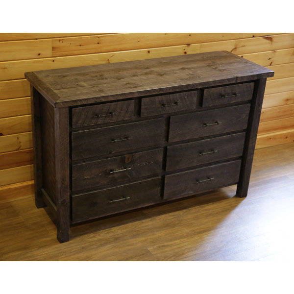 Millwood Pines Bechtold Timber Peg 9 Drawer Double Dresser Wayfair