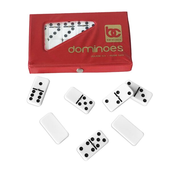 Double 6 Six Large Size Domino Game Set No Spinner White Tile