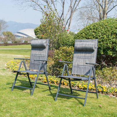 (Just one) Albertino Aluminum Folding Outdoor Chair with 7 Recline Positions and Headrest