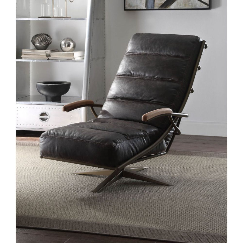 Foundry Select Wadsworth 43 W Top Grain Leather Swivel Lounge Chair Wayfair