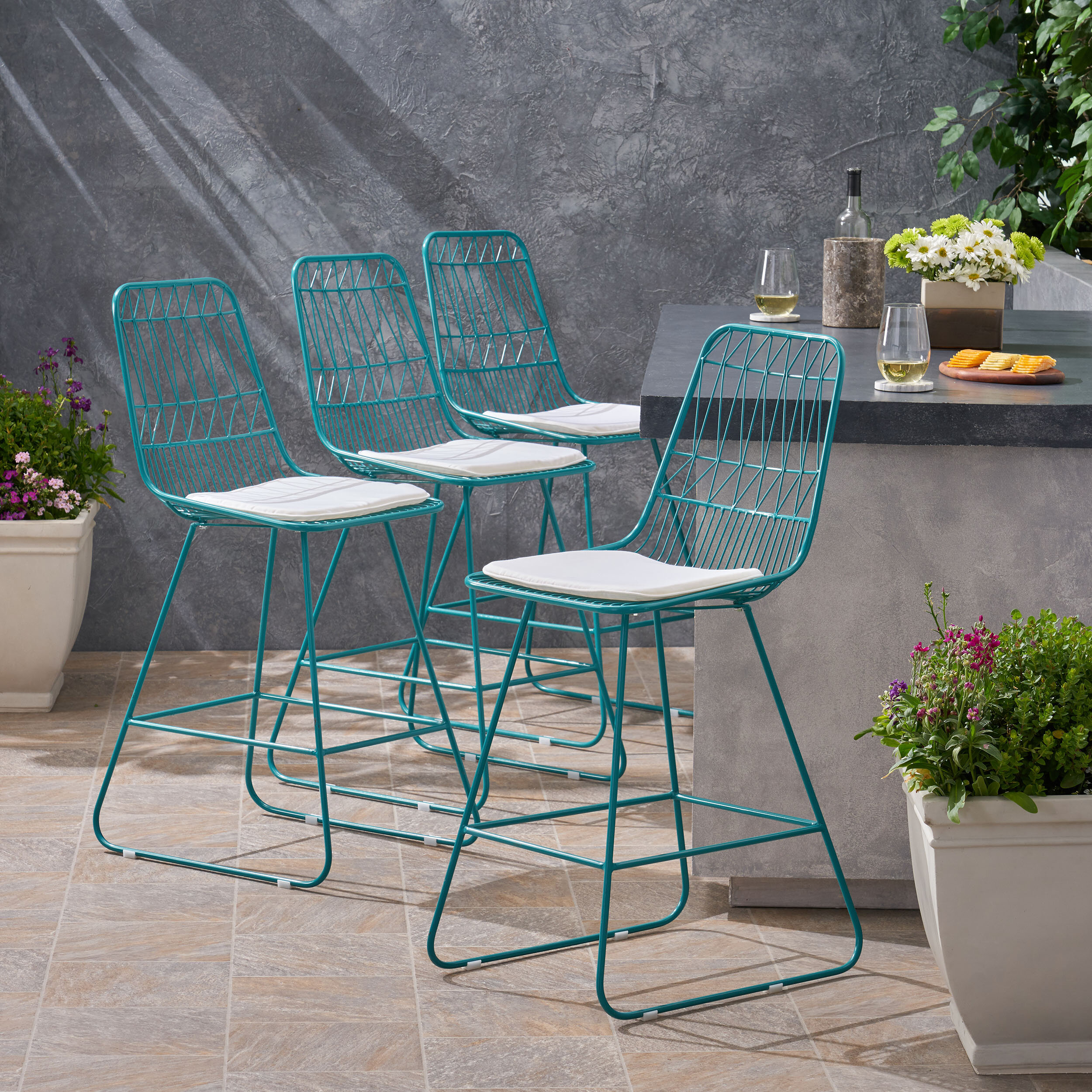 anneke modern geometric 2625" patio bar stool