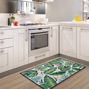Kitchen Padded Floor Mats Wayfair Roman Green Leaves Floor Kitchen Mat