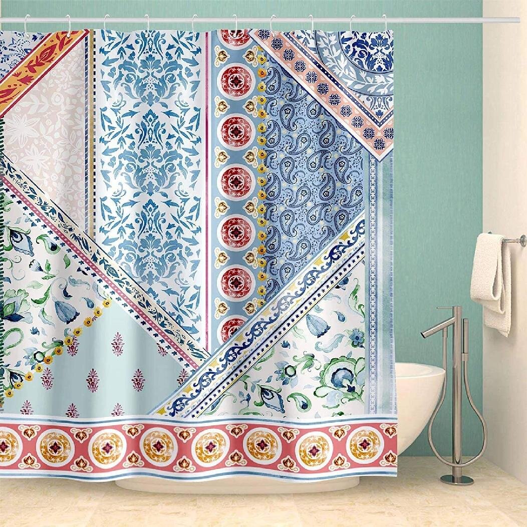 Waterproof Shower Curtain Marine Bath Curtain Blind Panel Ring Home Decor Modern 