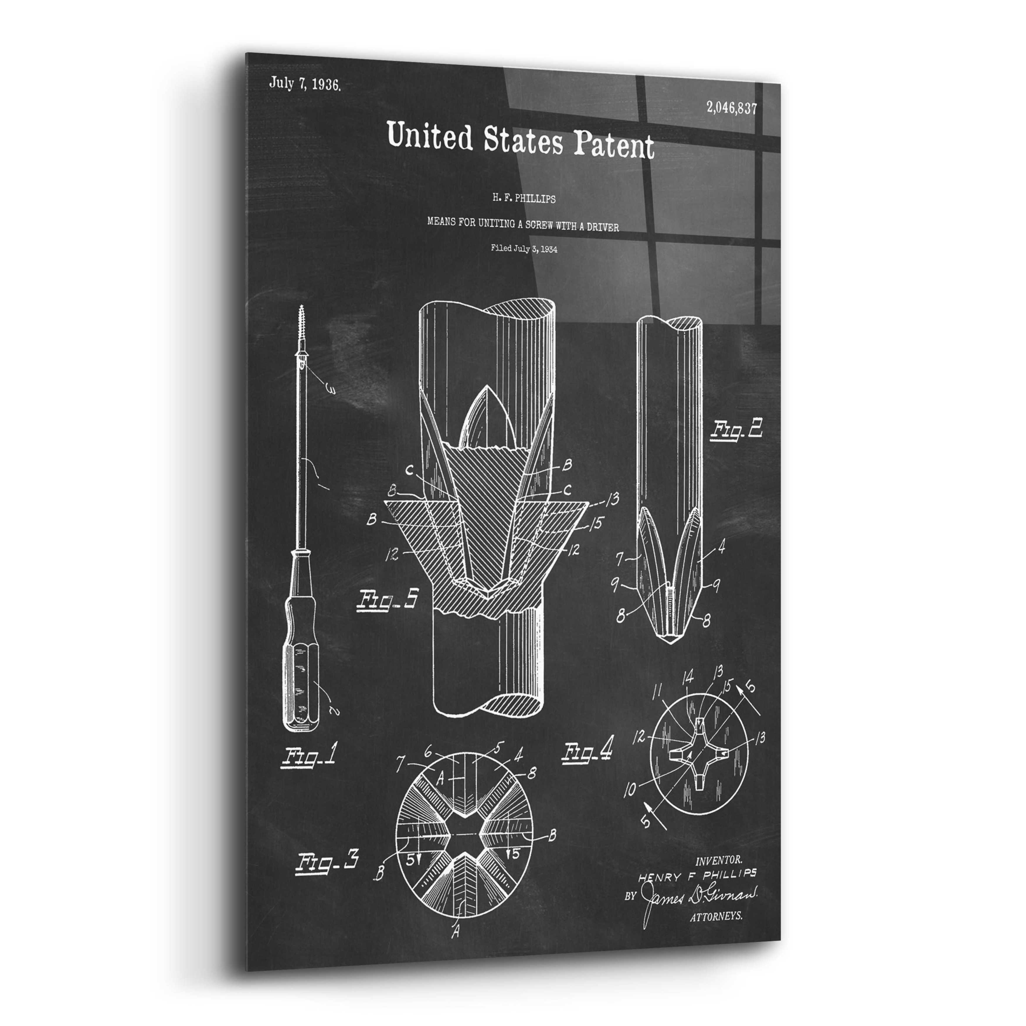 17 Stories Screw Driver Blueprint Patent Chalkboard - Graphic Art on ...