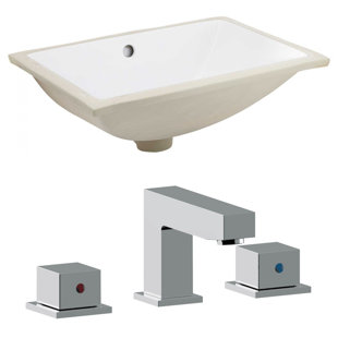 Go to store & view more images American Imaginations Ceramic Rectangular Undermount Bathroom Sink with Faucet and Overflow