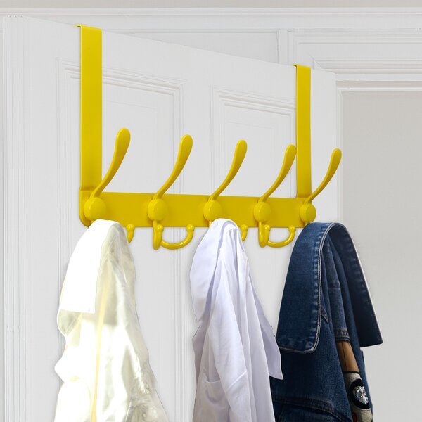 Robes 5 Coat Hooks Door Hanger for Hanging Coats Scarves Over The Door Hook Purses Hoodies Hats Black Bath Towels 
