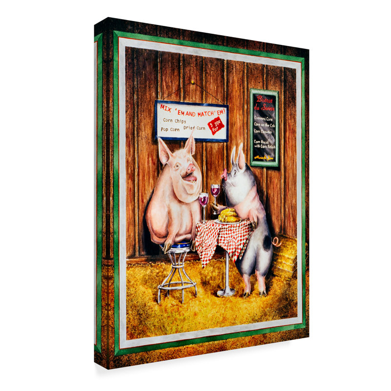 Winston Porter Wine Dine And Swine Acrylic Painting Print On