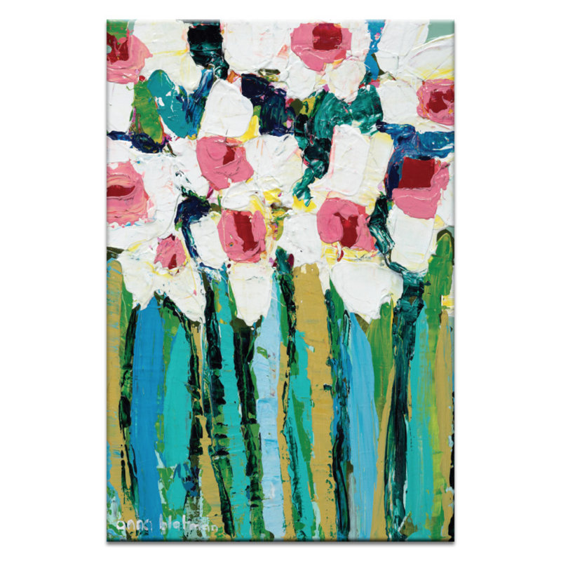 'Field Daisies' Print Size: 30" H x 20" W x 1.5" D, Format: Wrapped Canvas, Mat Color: No Mat