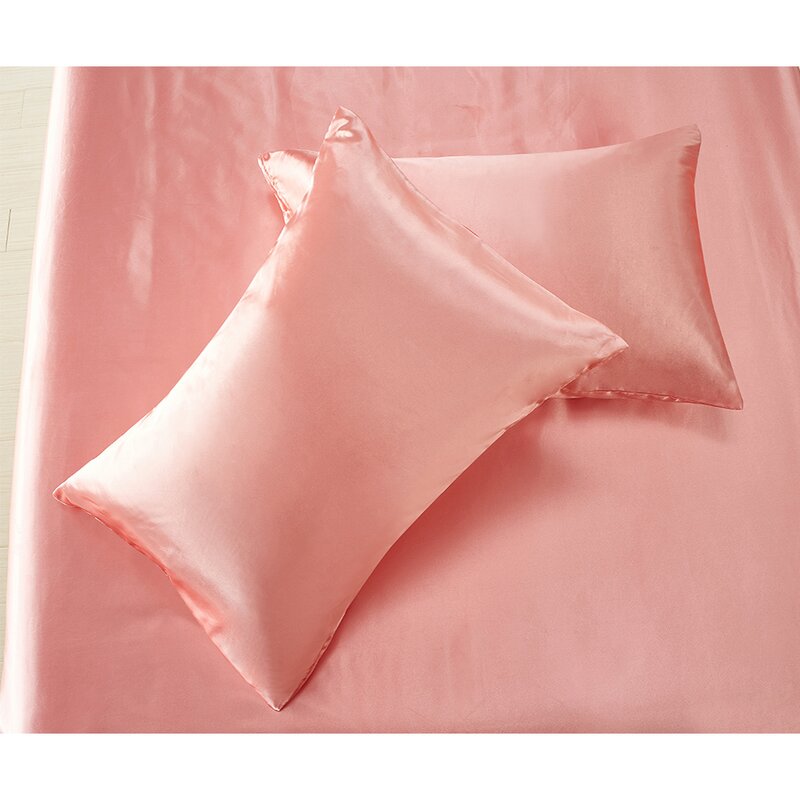 ANMINY Fitted Sheet 14 Inch Deep Pocket Bed Sheet Satin Silk Sheets Ultra  Soft Machine Washable Twin, Light Pink