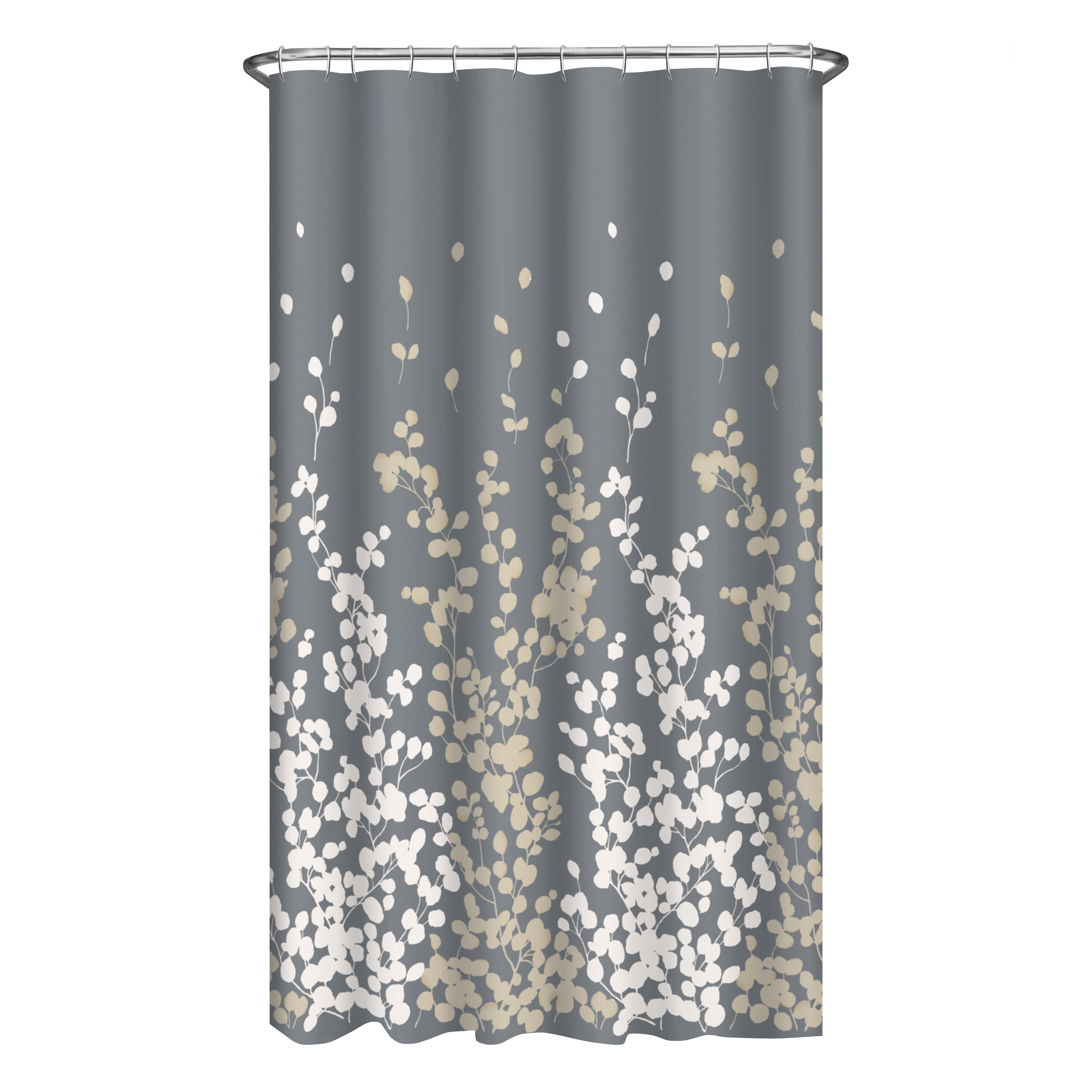 Delilah Chocolate Floral Shower Curtain W/ Hooks 