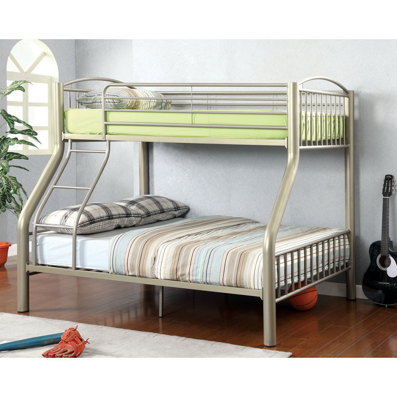 dorel twin over full silver metal bunk bed with set of 2 mattresses