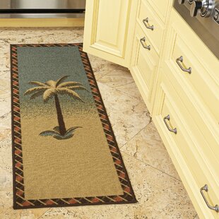 1.7' x 3.3' ALAZA Summer Pineapple Parrot Palm Tree Non Slip Kitchen Floor Mat Kitchen Rug for Entryway Hallway Bathroom Living Room Bedroom 39 x 20 inches 