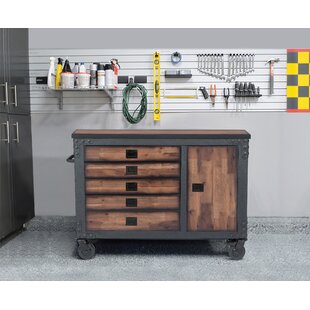36in Rolling Tool Cart Black Wood Top 3 Drawer Shelf Workbench Storage Organizer 