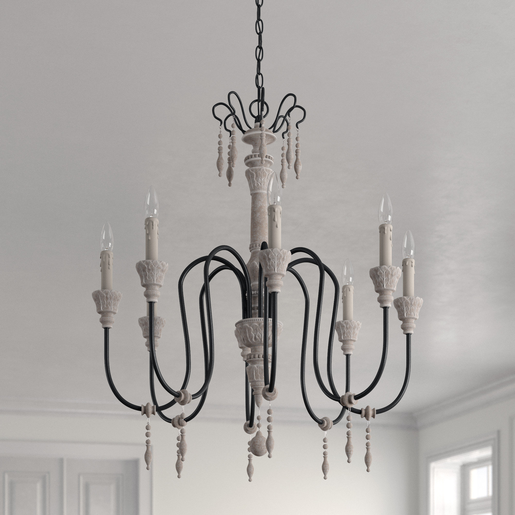 beaded candle chandelier