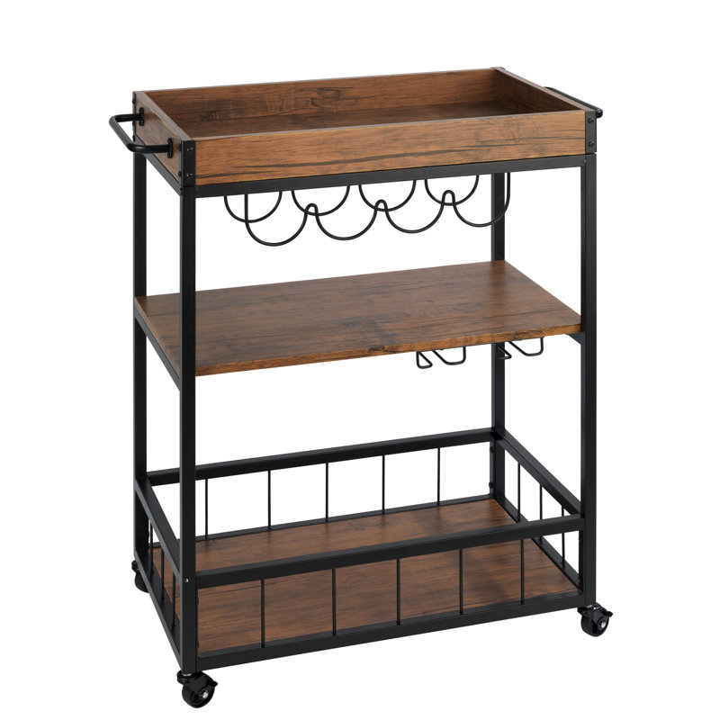 17 Stories Aelia Kitchen Painted Metal Bar Cart Wayfair