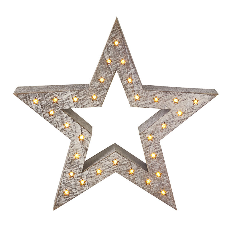 Die Saisontruhe Holzstern-Dekoration mit LED