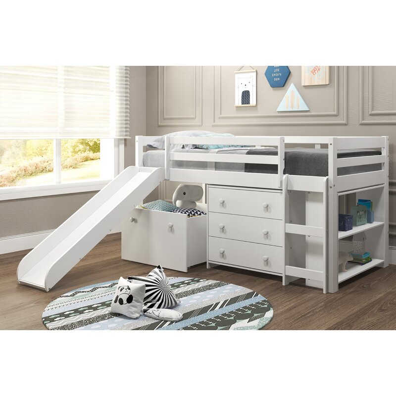 twin low loft bed with storage wayfair