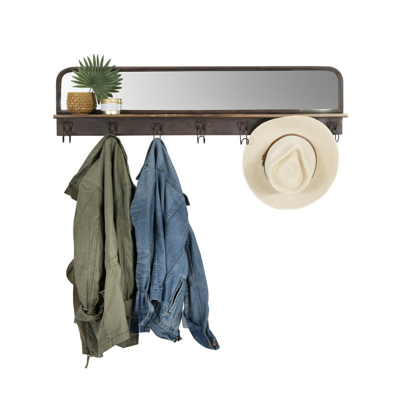 17 Stories Danielburnham Metal Distressed With Shelves Wall Mirror