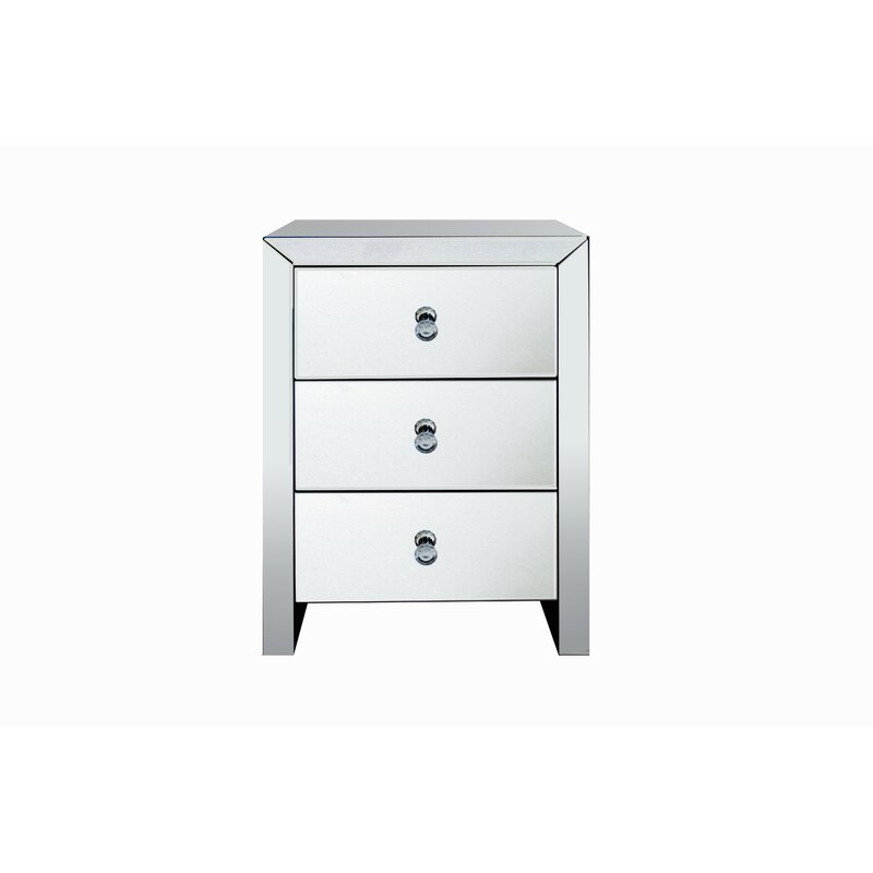 House Of Hampton Mcclung Contemporary Mirrored 3 Drawer Nightstand