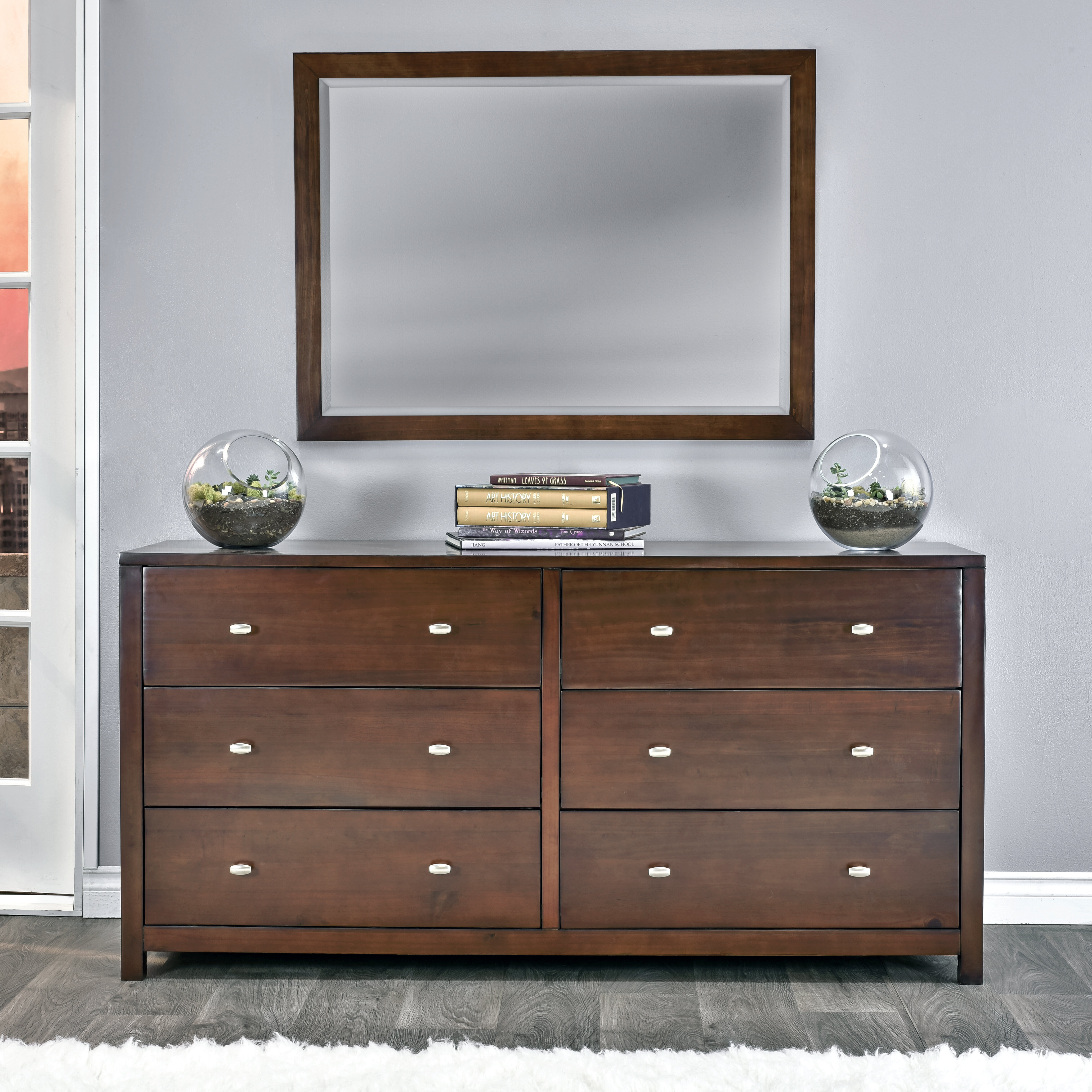 Charlton Home Stowers 6 Drawer Double Dresser With Mirror Wayfair
