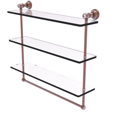 Tovar Crystal Triple Glass Wall Shelf Rosdorf Park Size 554 H X 22 W X 197 D Finish Antique Copper
