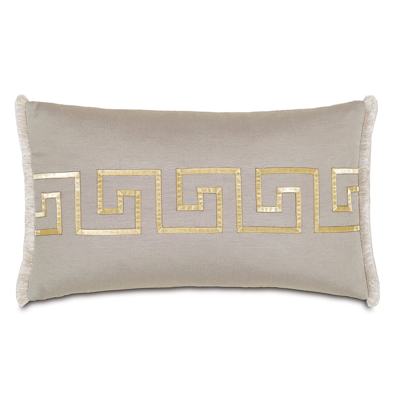 white and gold lumbar pillow