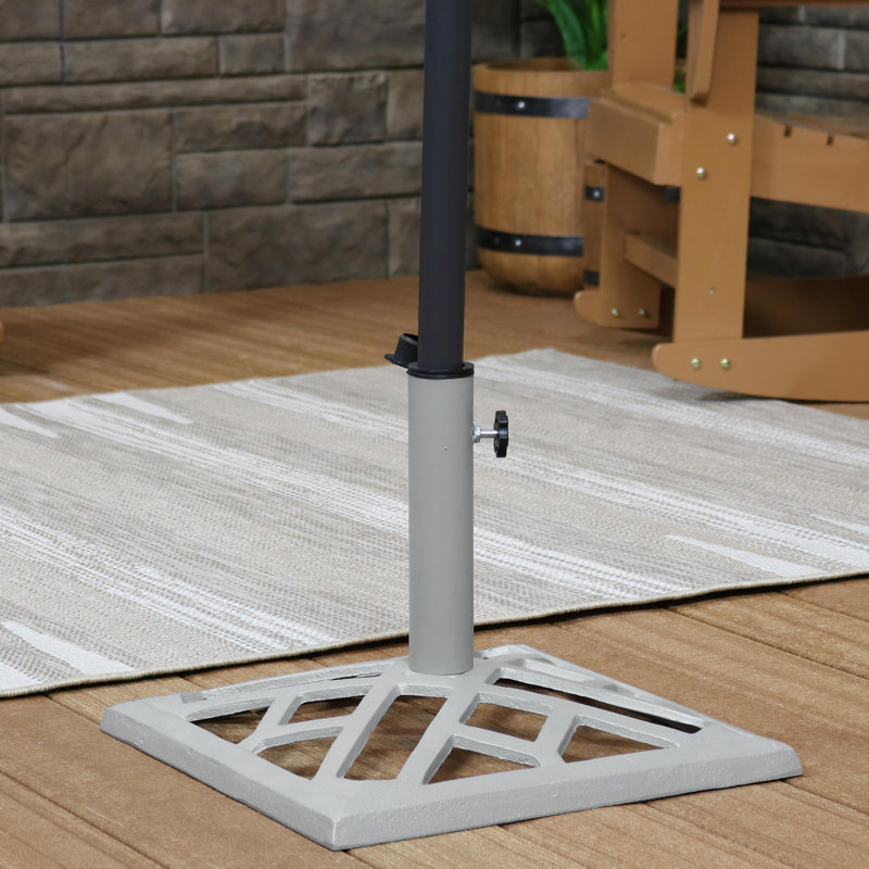 George Oliver Sunnydaze Cast Iron Grey Geometric Patio Umbrella Stand 17 Inch Square Wayfair Ca