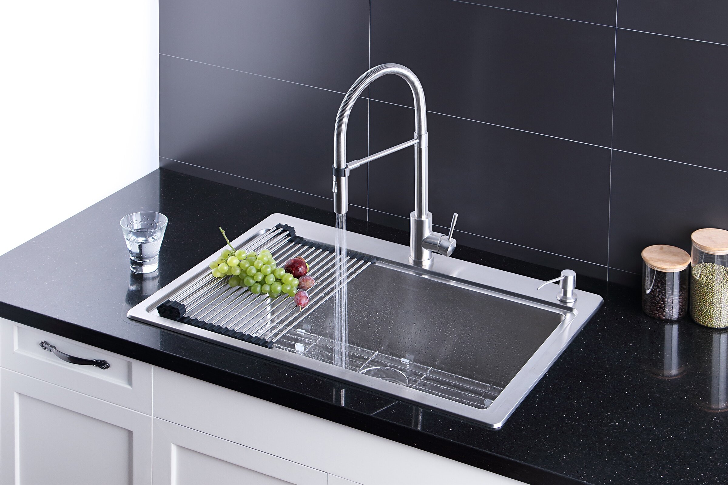Afa Stainless 33 L X 22 W Dual Mount Kitchen Sink With Faucet And Soap Dispenser Reviews Wayfair