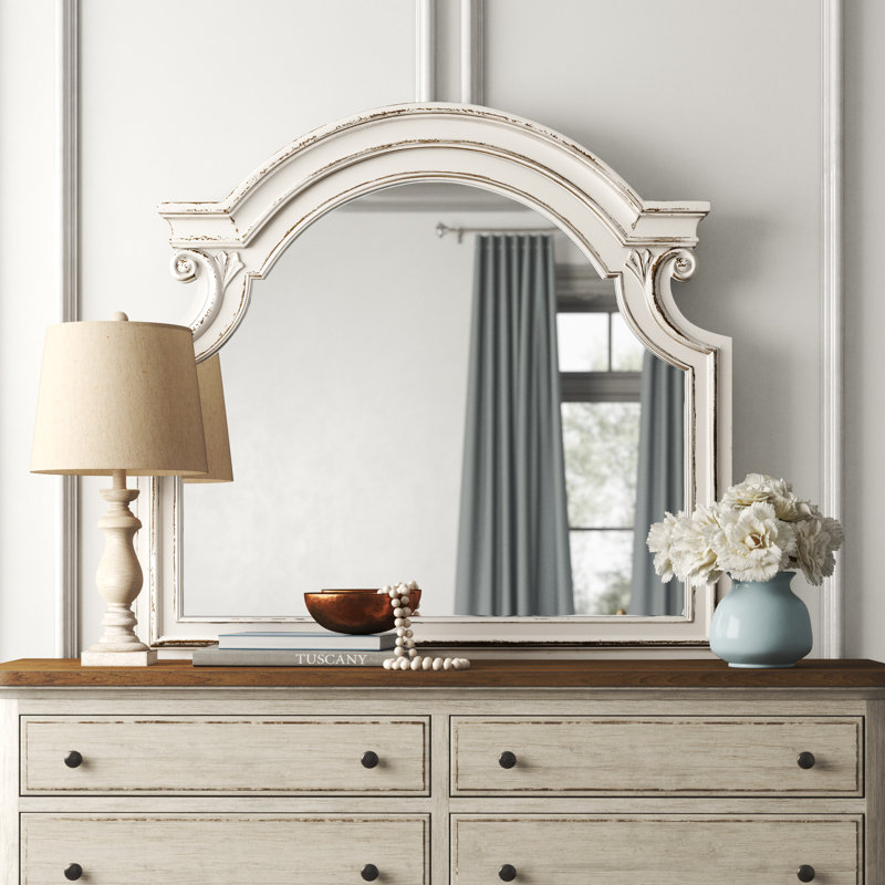 Kelly Clarkson Home Treport Farmhouse Country Arched Beveled Distressed Dresser Mirror Reviews Wayfair