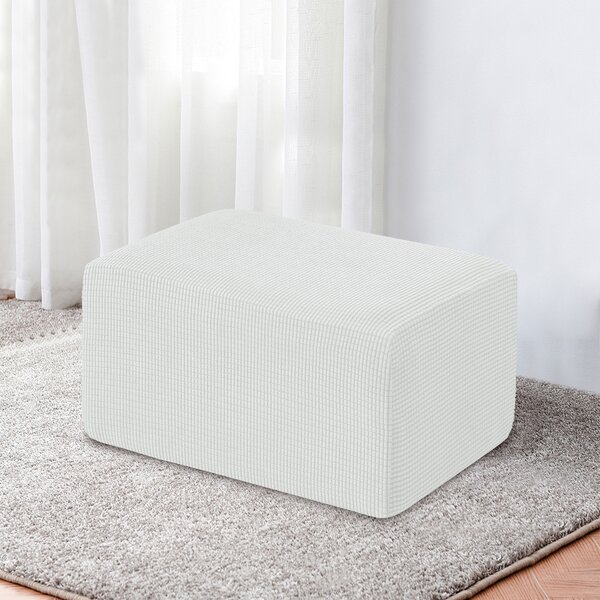 Yuer Stretch Footstool Slipcover Jacquard Ottoman Cover Spandex Pouffe Footrest Protector for Kitchen Bedroom Round Green 