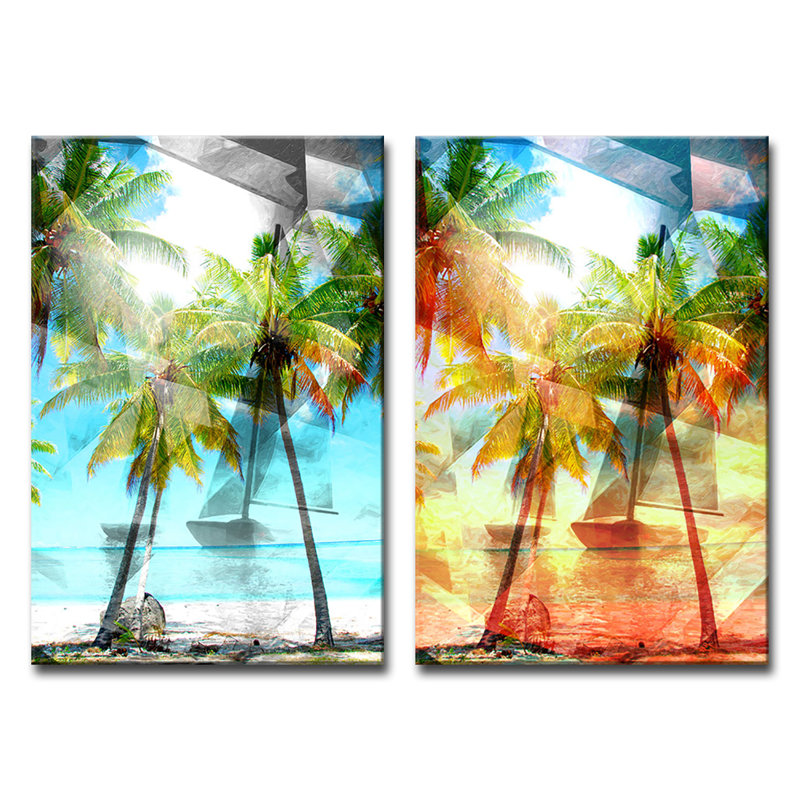 Ebern Designs Modern Paradise 2 Piece Wrapped Canvas Graphic Art Print Set Reviews Wayfair