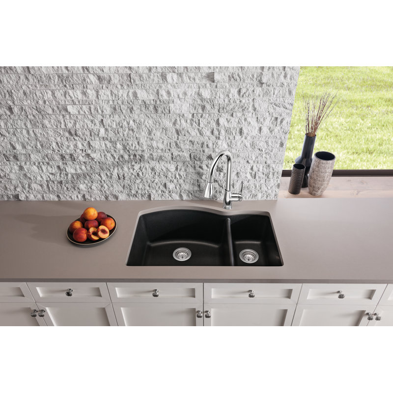 Blanco Diamond Silgranit 33 L X 22 W Double Basin Dual Mount Kitchen Sink Reviews Wayfair